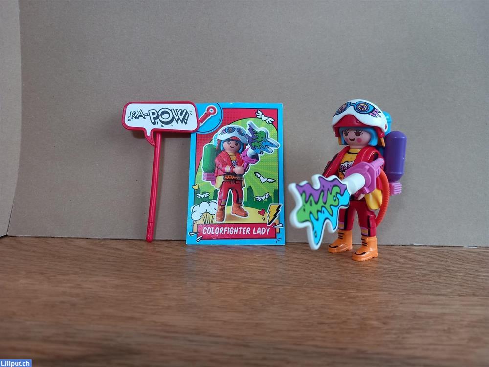 Bild 1: Playmobil Colorfighter Lady + Frau mit Feuerkostüm