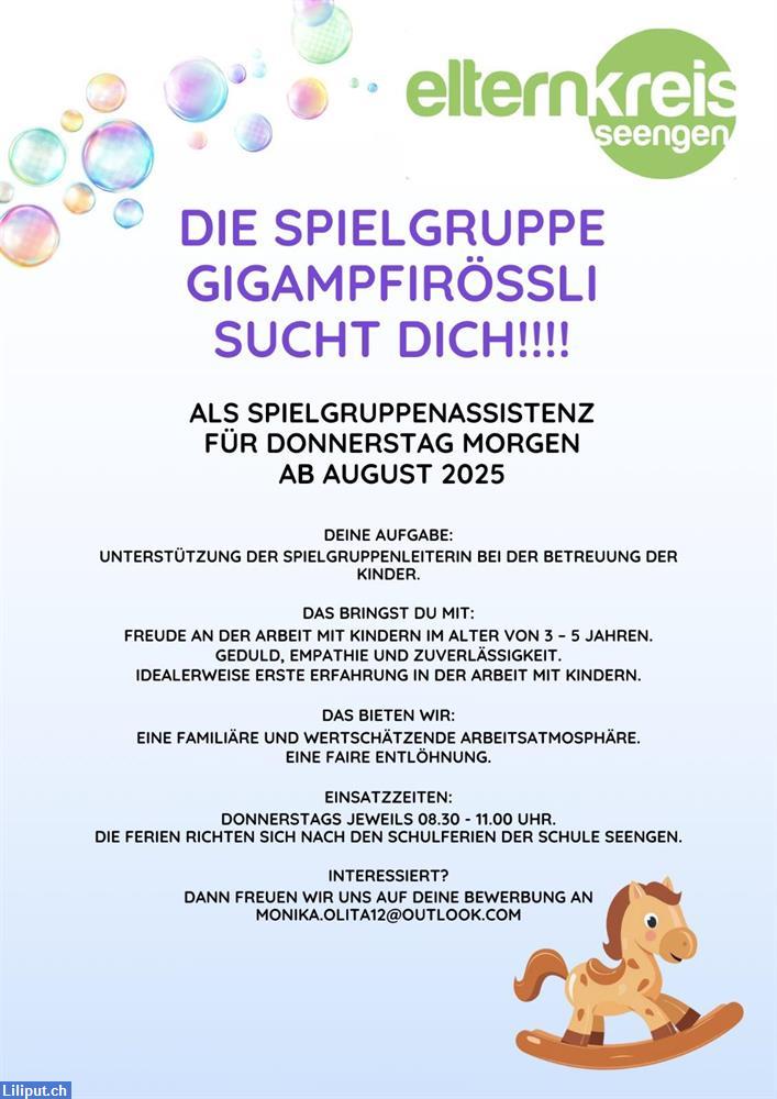 Bild 1: Spielgruppe sucht Spielgruppenassistenz